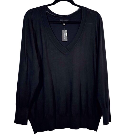 Lane Bryant Deep V Neck Sweater Womens Plus Size 26/28 Black NWT - Picture 1 of 9